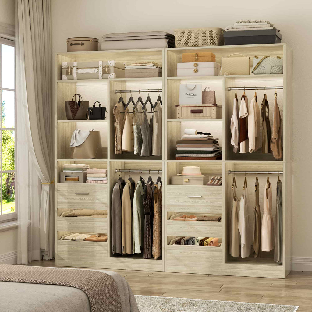 72'' Closet System 2-Piece Set with 6 Drawers, Hanging Rods and Shelves