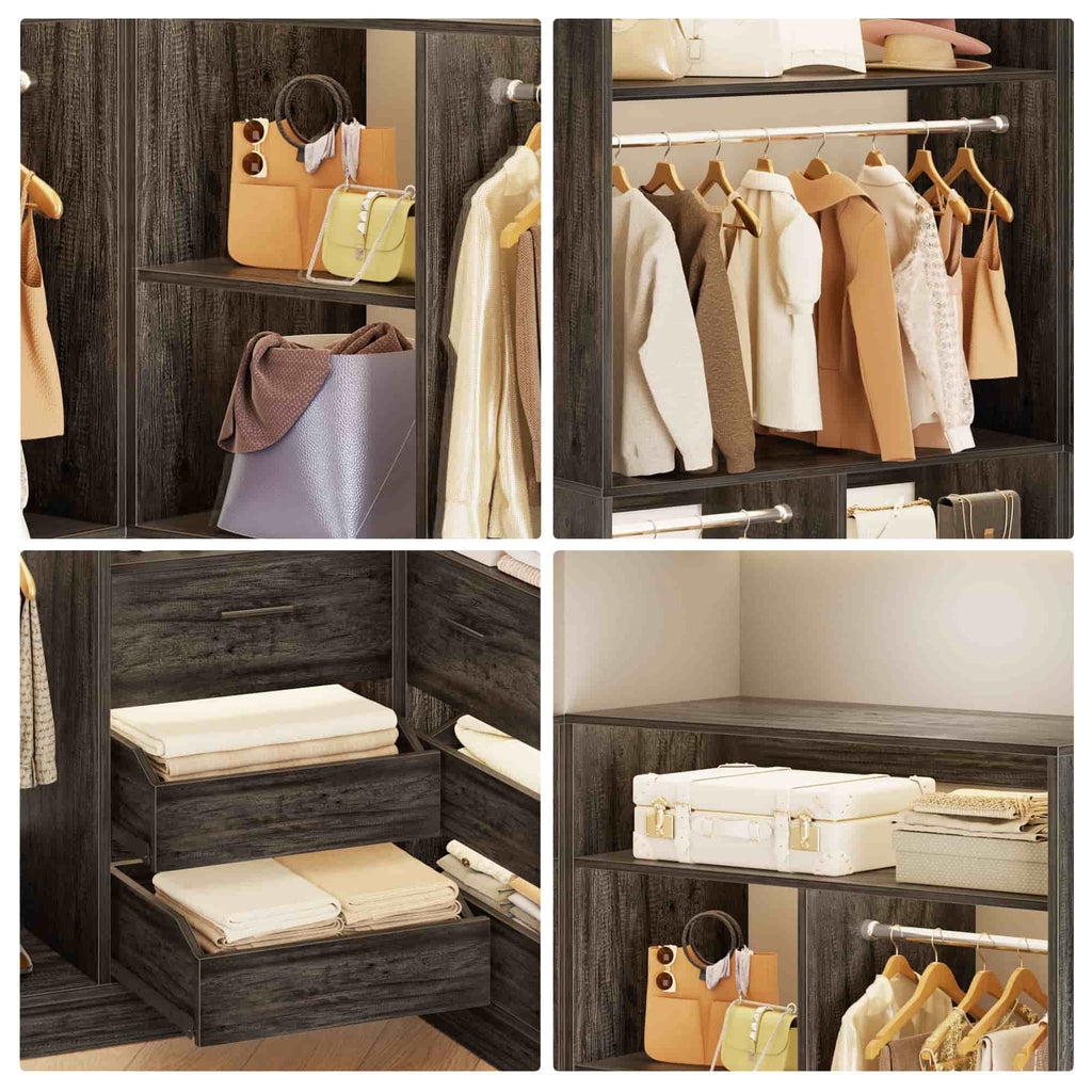 36" Walk-in Closet System with 3 Drawers and 2 Hanging Rods