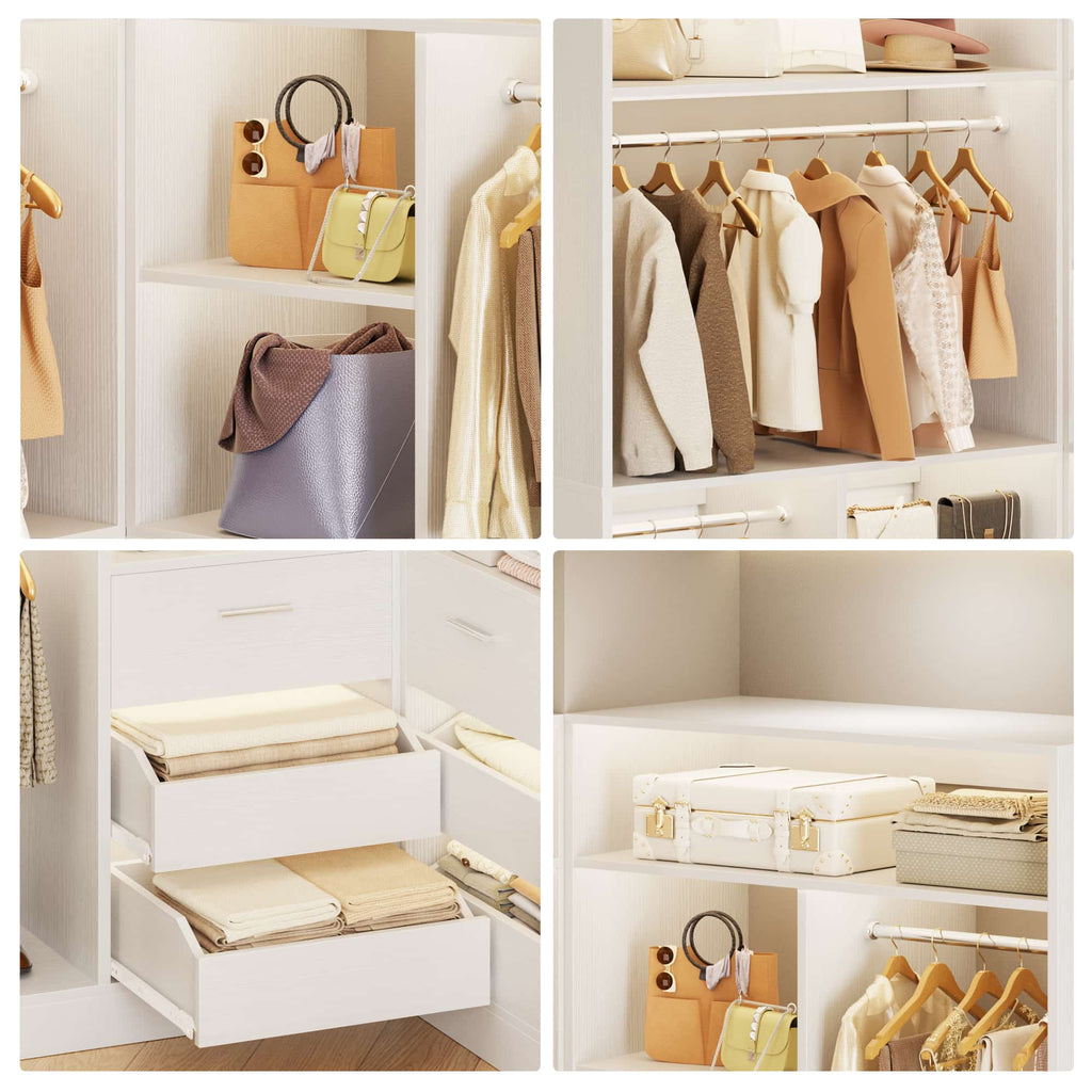 36" Walk-in Closet System with 3 Drawers and 2 Hanging Rods