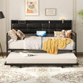 Twin Daybed with Trundle, Upholstered Headboard and Power Outlets