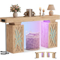 63'' Farmhouse Console Table with Charging Station and LED Lights