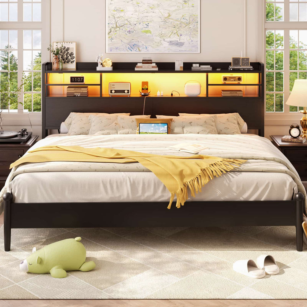 King Headboard Only, with Charging Station and LED Lights