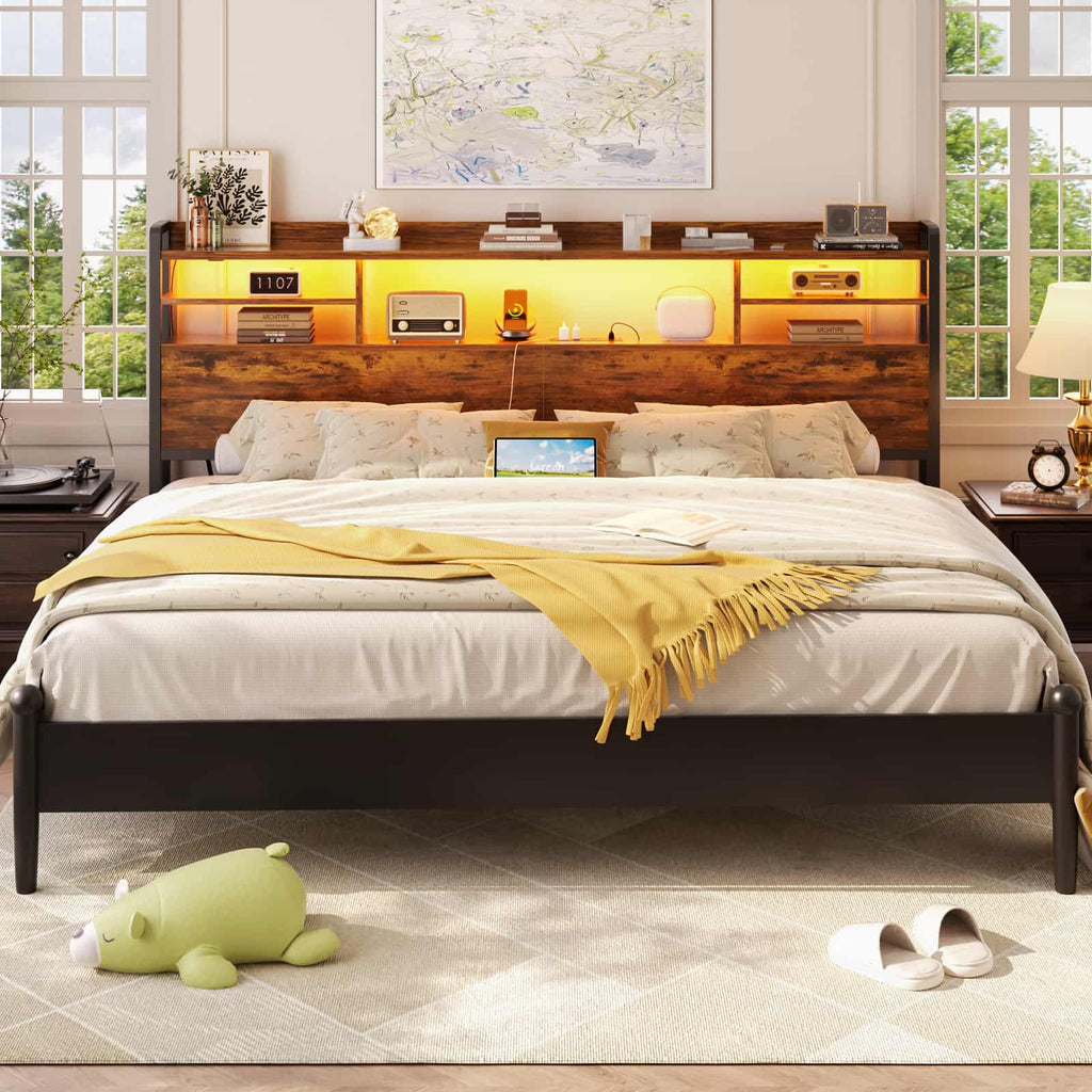 King Headboard Only, with Charging Station and LED Lights