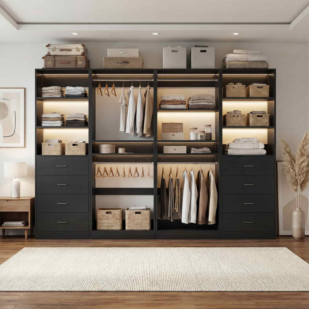 92.4'' W 4-Piece Closet Organizer System with 8 Drawers