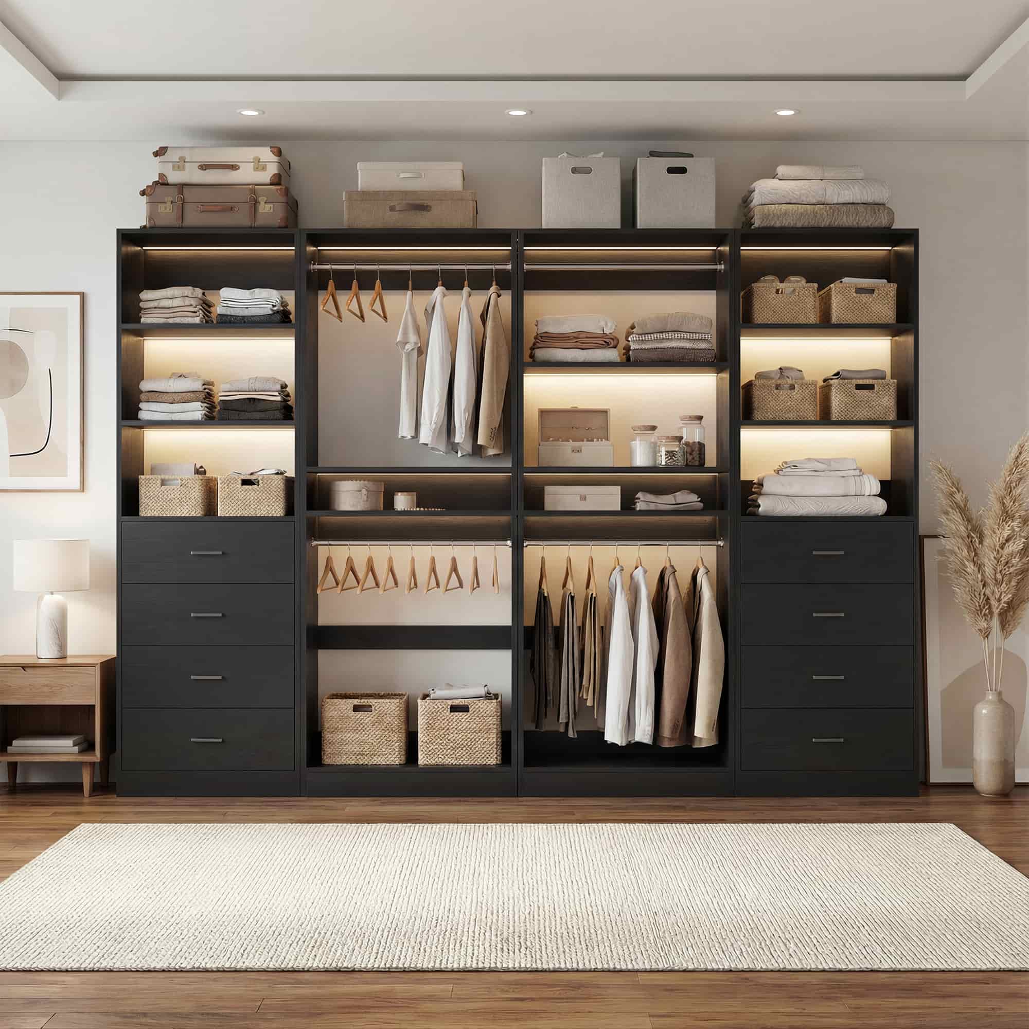 92.4'' W 4-Piece Closet Organizer System with 8 Drawers