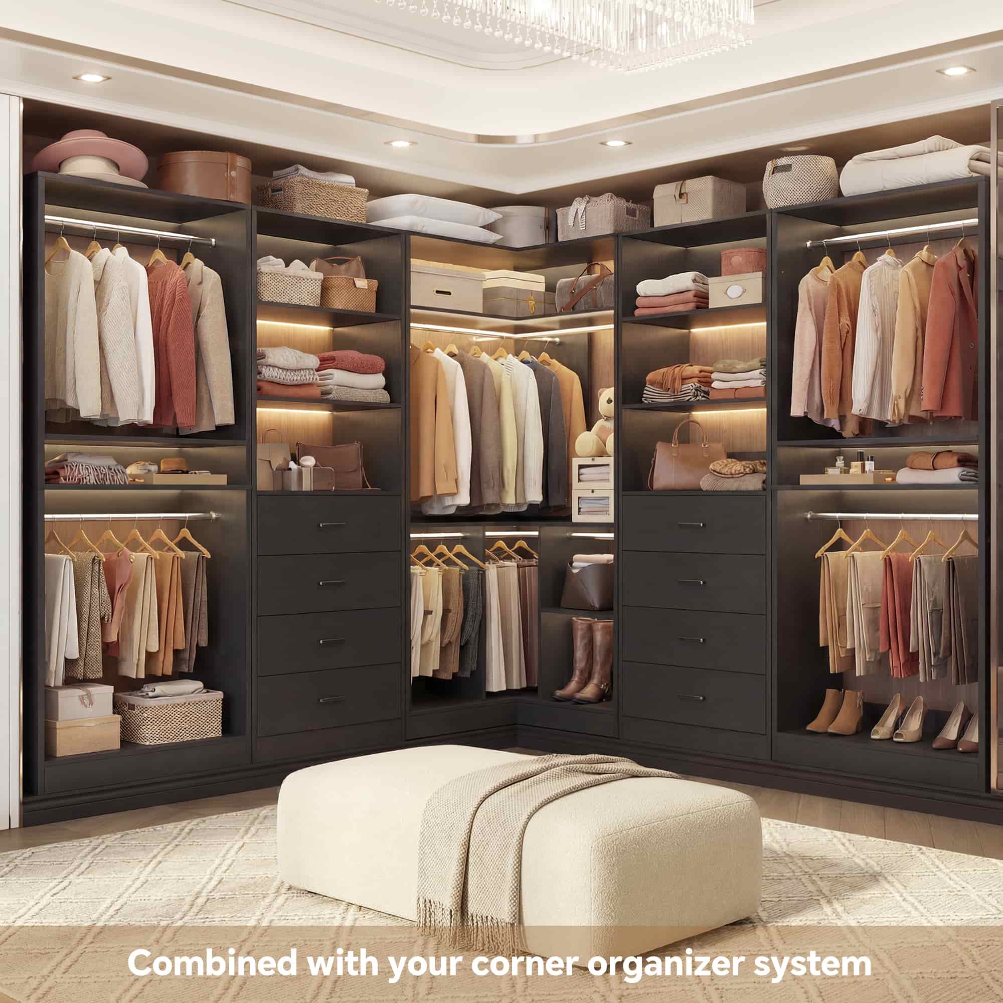 92.4'' W 4-Piece Closet Organizer System with 8 Drawers