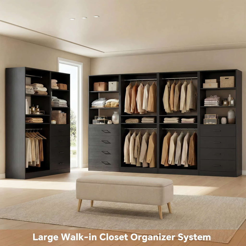 92.4'' W 4-Piece Closet Organizer System with 8 Drawers