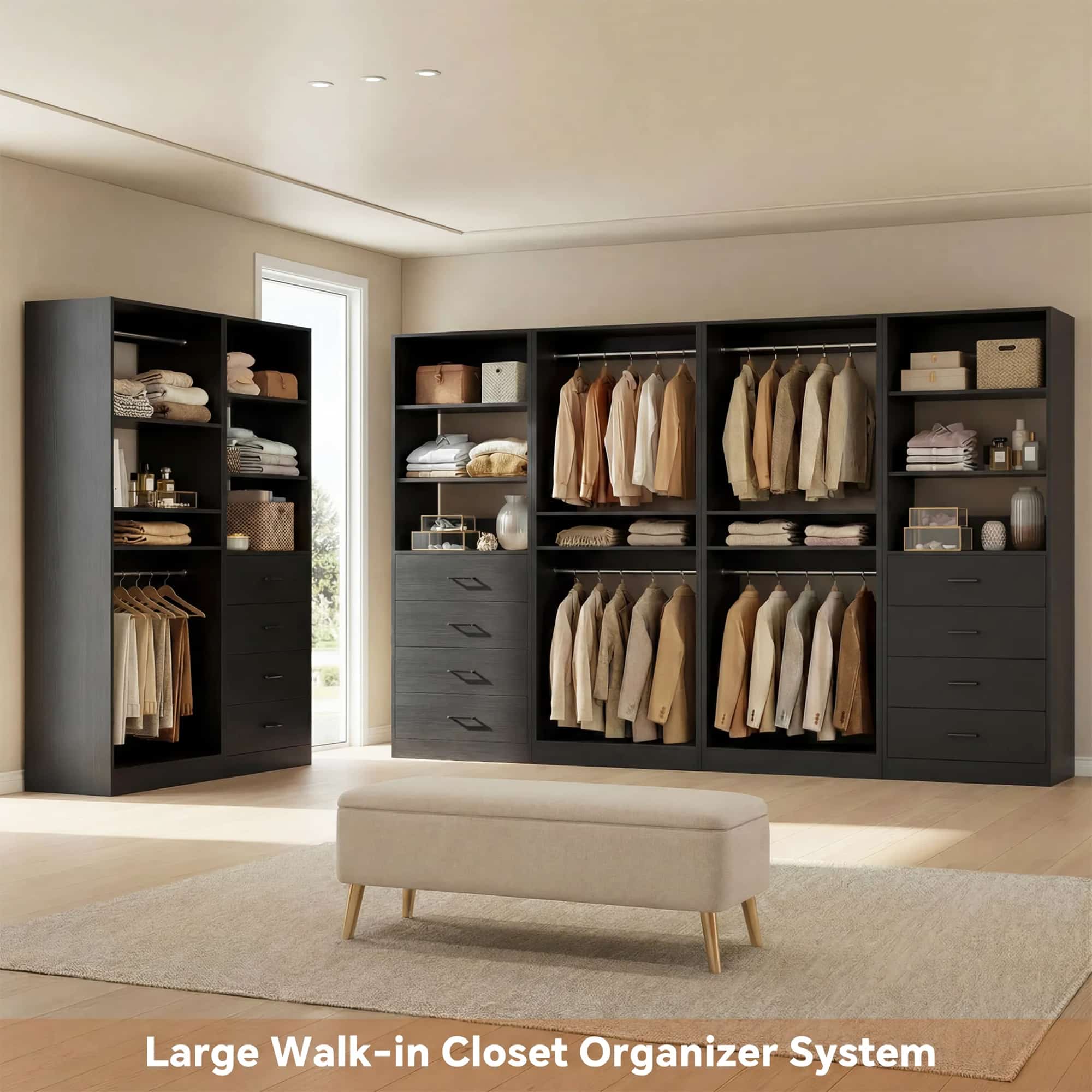 92.4'' W 4-Piece Closet Organizer System with 8 Drawers