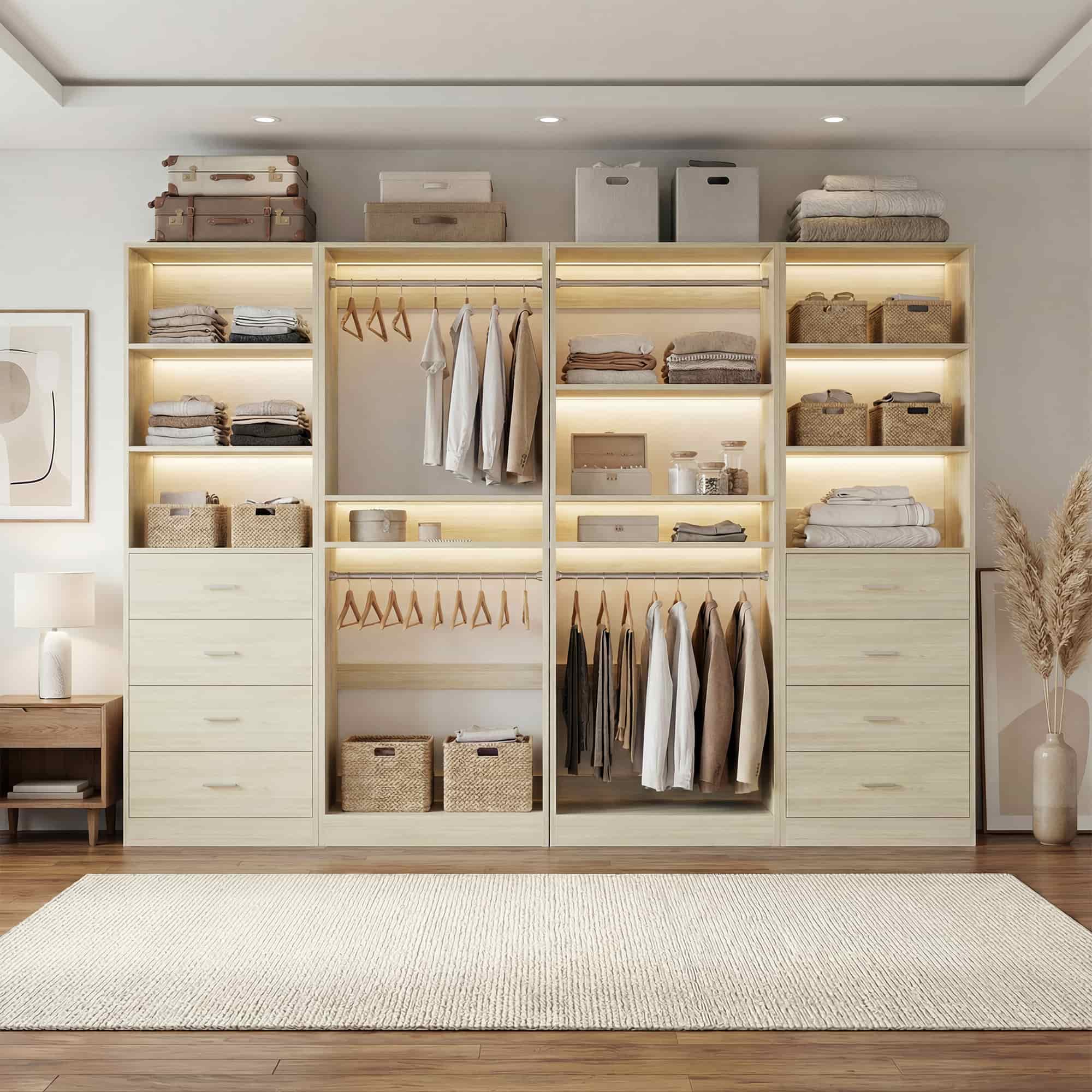 92.4'' W 4-Piece Closet Organizer System with 8 Drawers