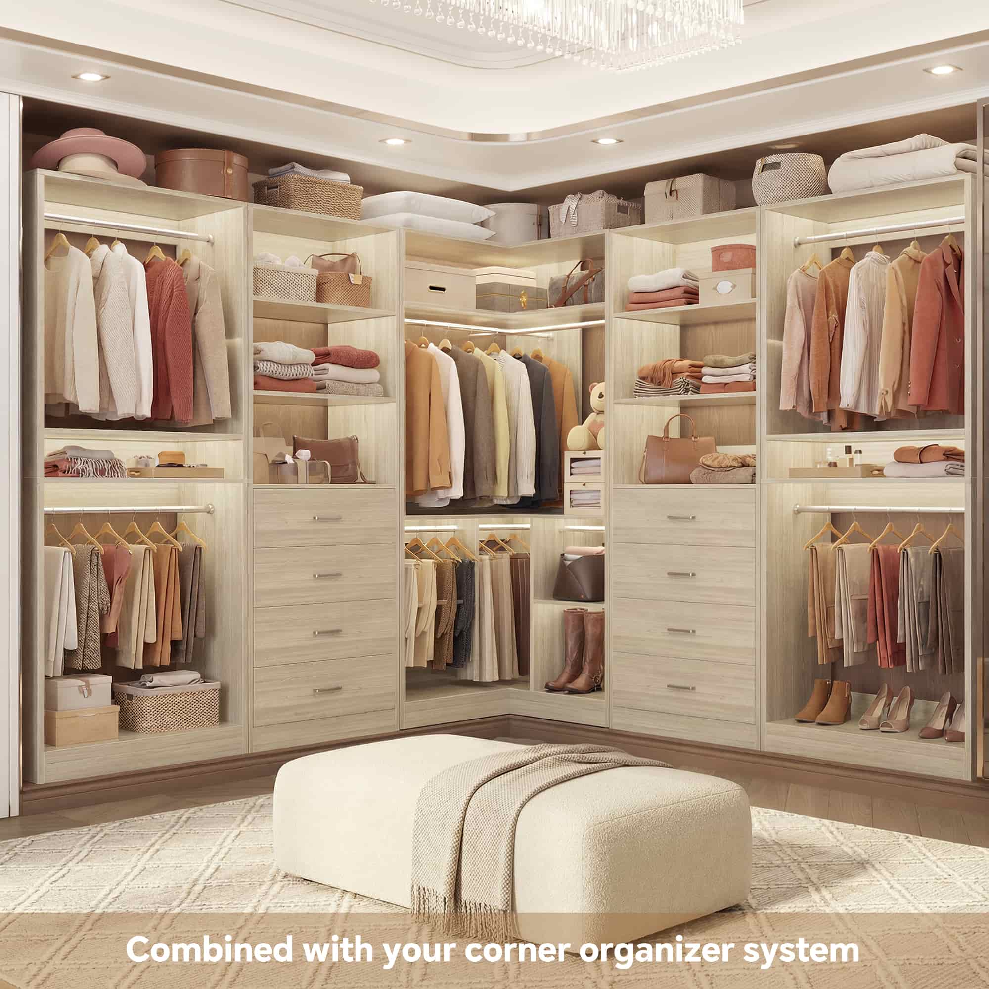 92.4'' W 4-Piece Closet Organizer System with 8 Drawers