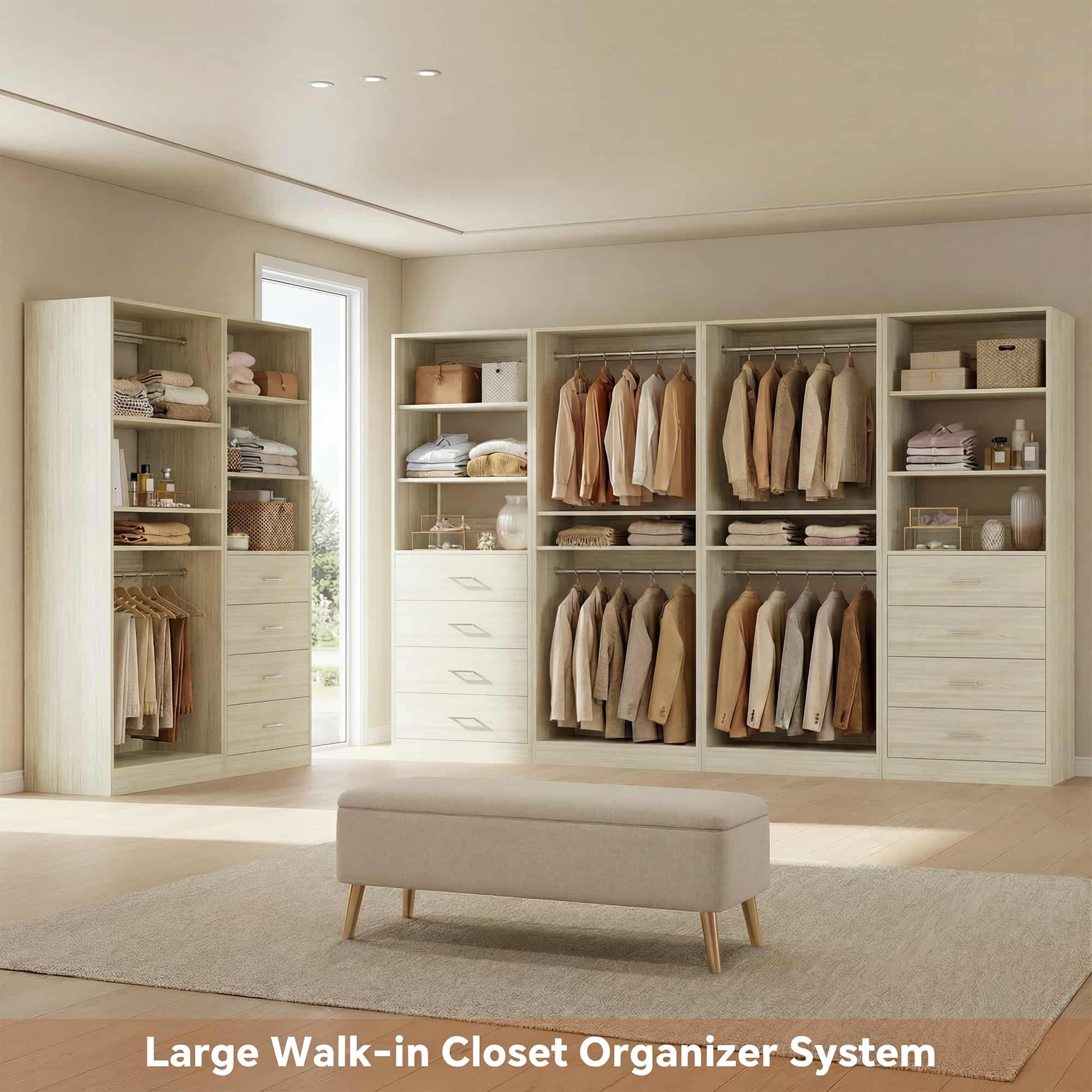 92.4'' W 4-Piece Closet Organizer System with 8 Drawers