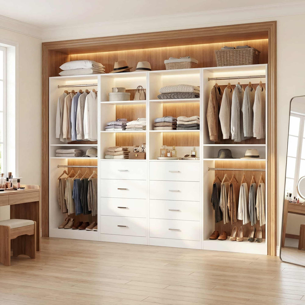 92.4'' W 4-Piece Closet Organizer System with 8 Drawers
