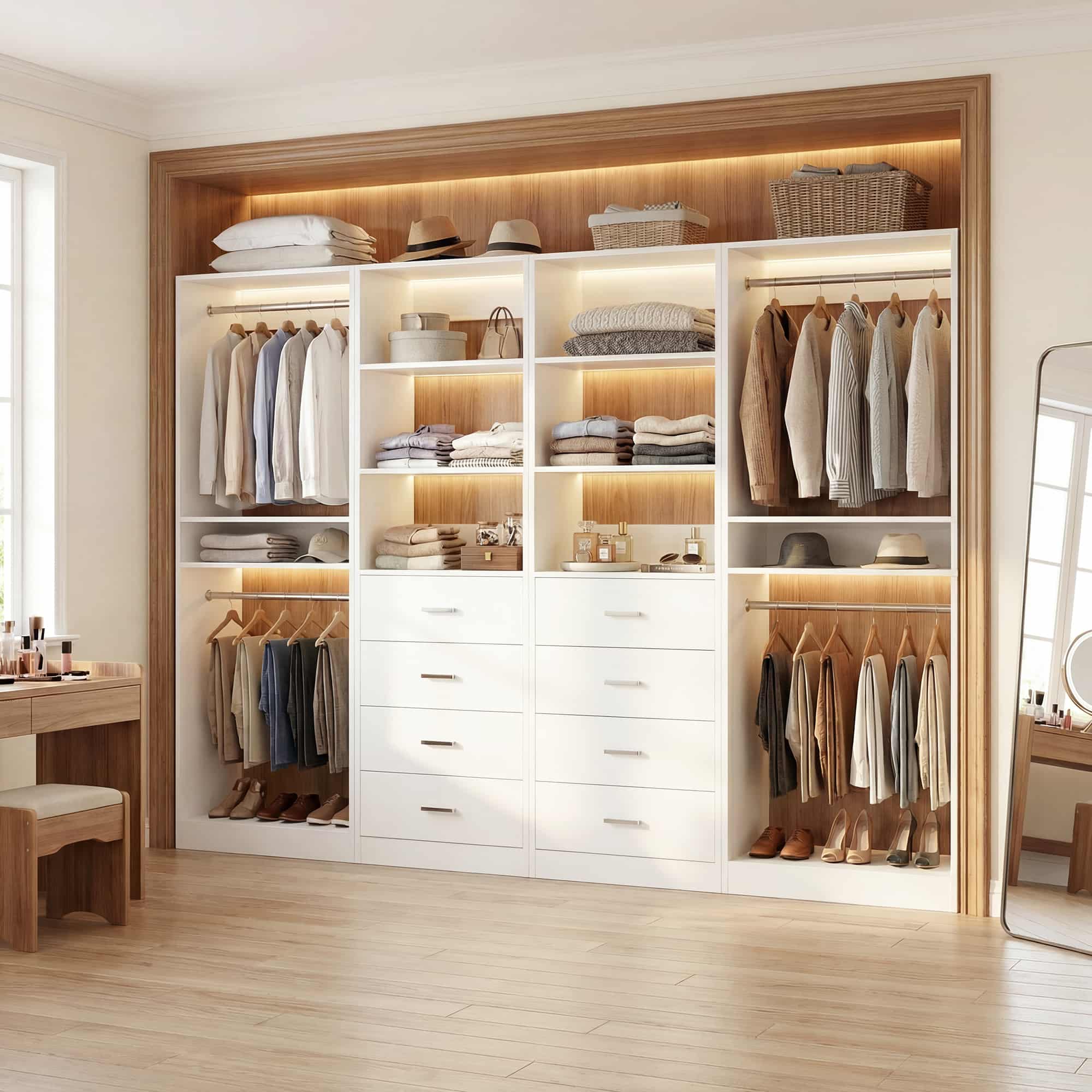 92.4'' W 4-Piece Closet Organizer System with 8 Drawers