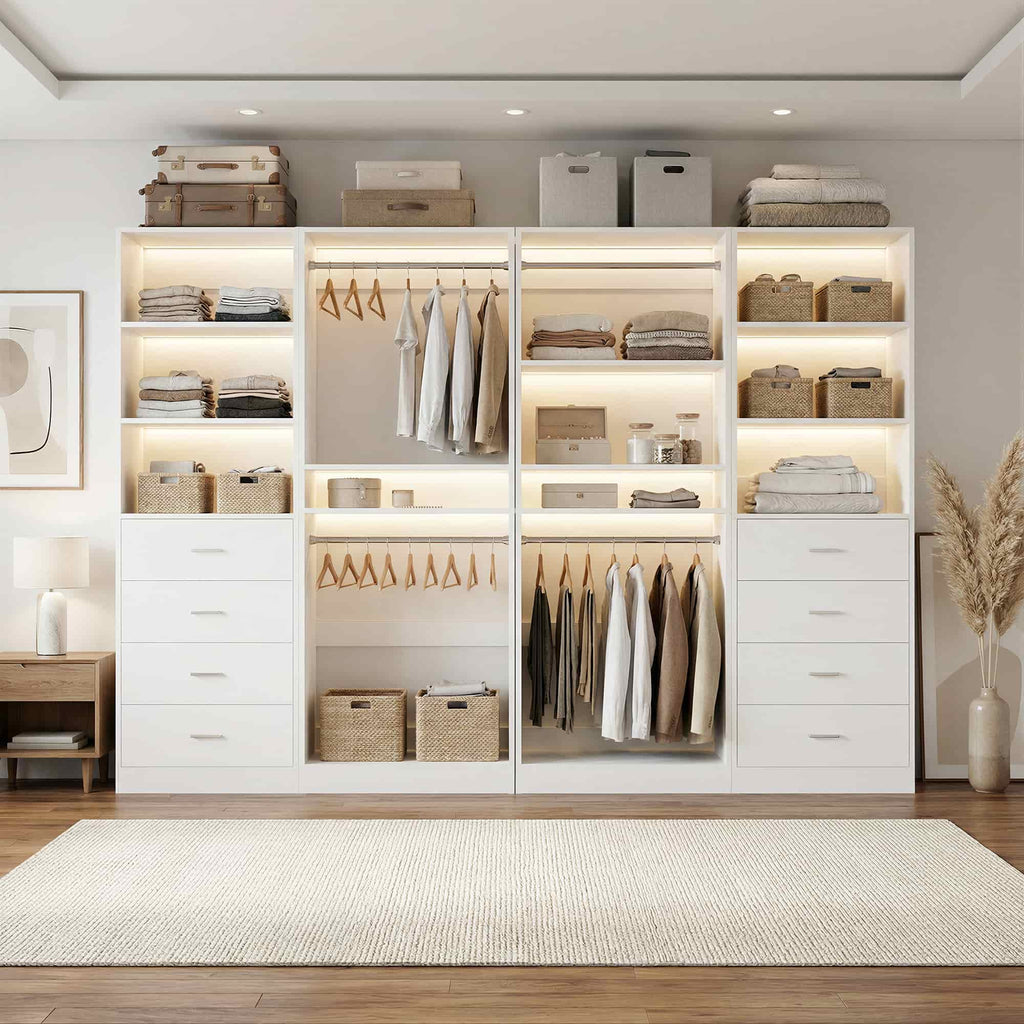 92.4'' W 4-Piece Closet Organizer System with 8 Drawers