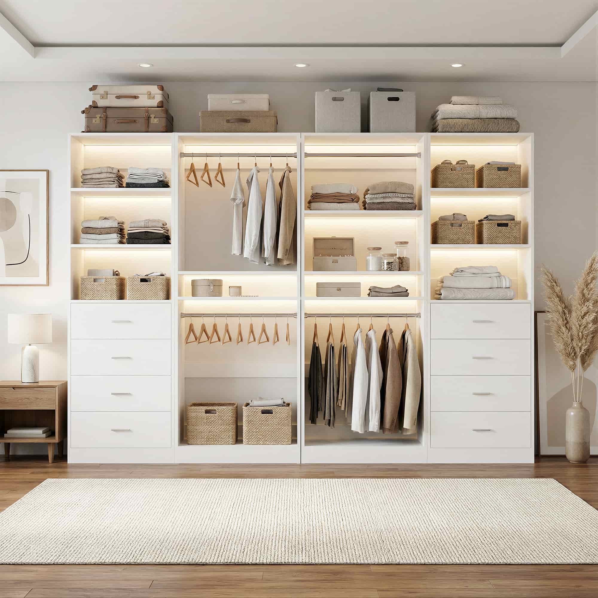92.4'' W 4-Piece Closet Organizer System with 8 Drawers