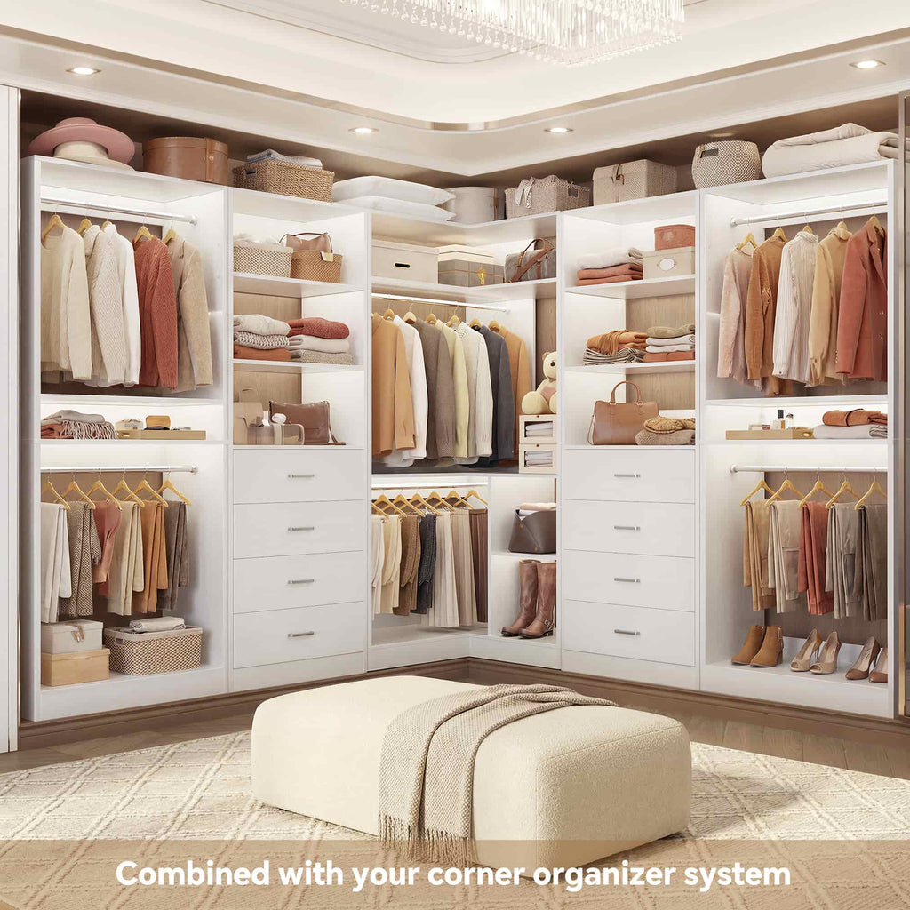 92.4'' W 4-Piece Closet Organizer System with 8 Drawers