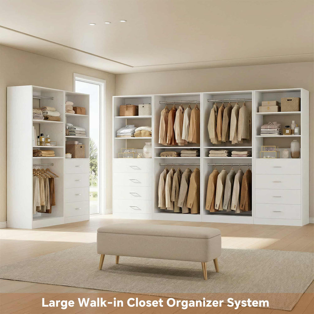 92.4'' W 4-Piece Closet Organizer System with 8 Drawers
