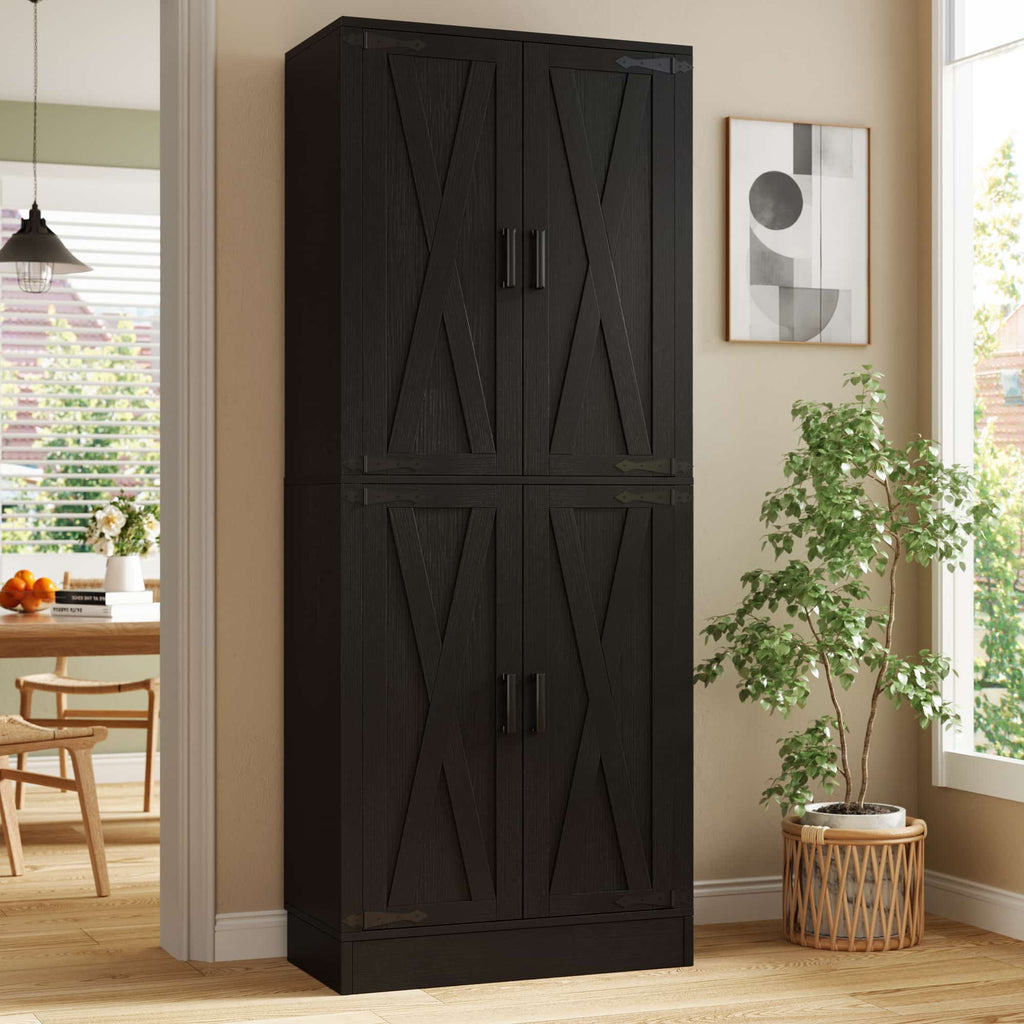 71" Tall Farmhouse Pantry Cabinet with Drawer and Adjustable Shelves