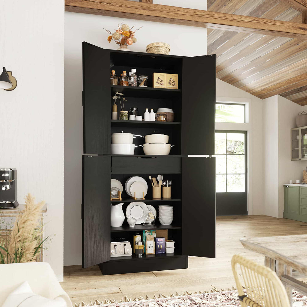 71" Tall Farmhouse Pantry Cabinet with Drawer and Adjustable Shelves