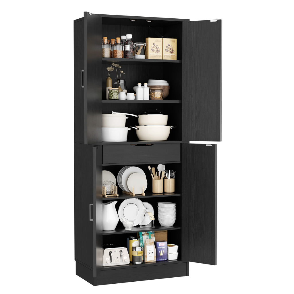 71" Tall Farmhouse Pantry Cabinet with Drawer and Adjustable Shelves