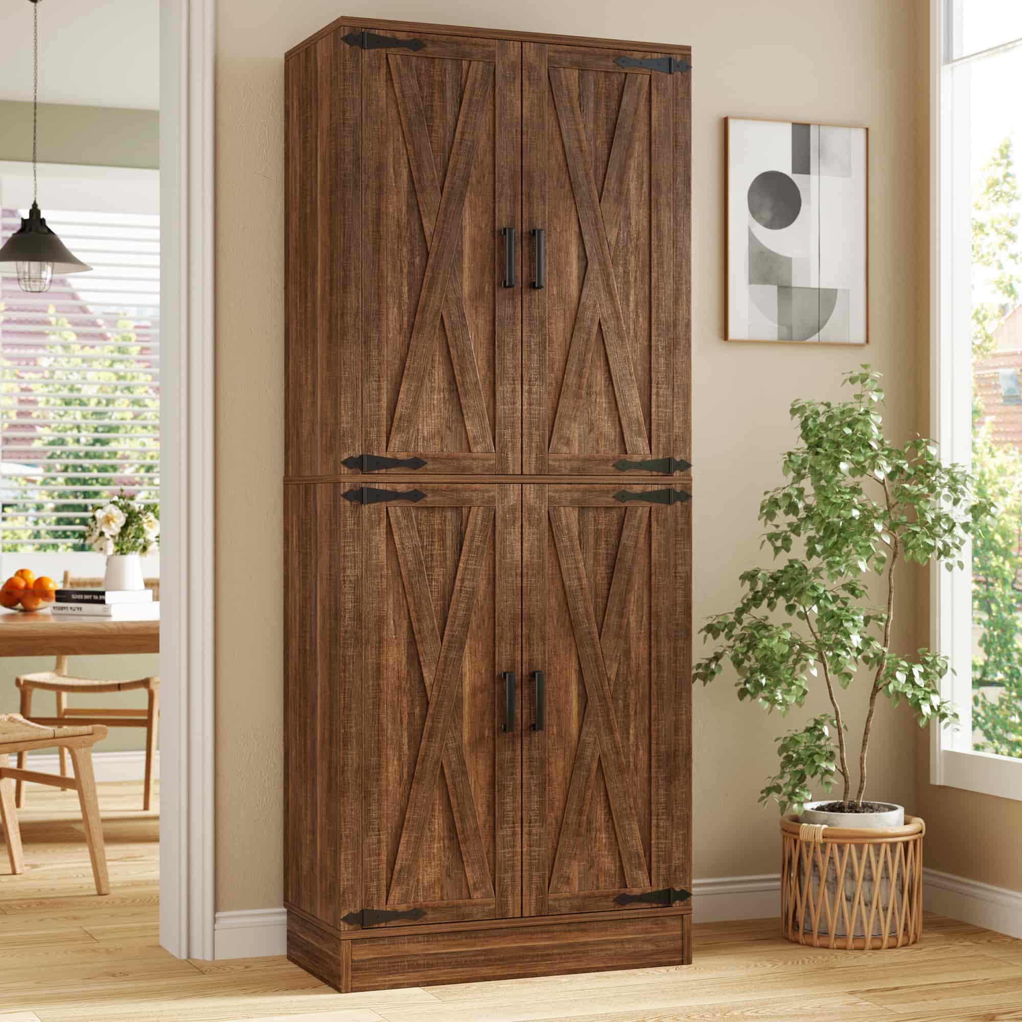 71" Tall Farmhouse Pantry Cabinet with Drawer and Adjustable Shelves