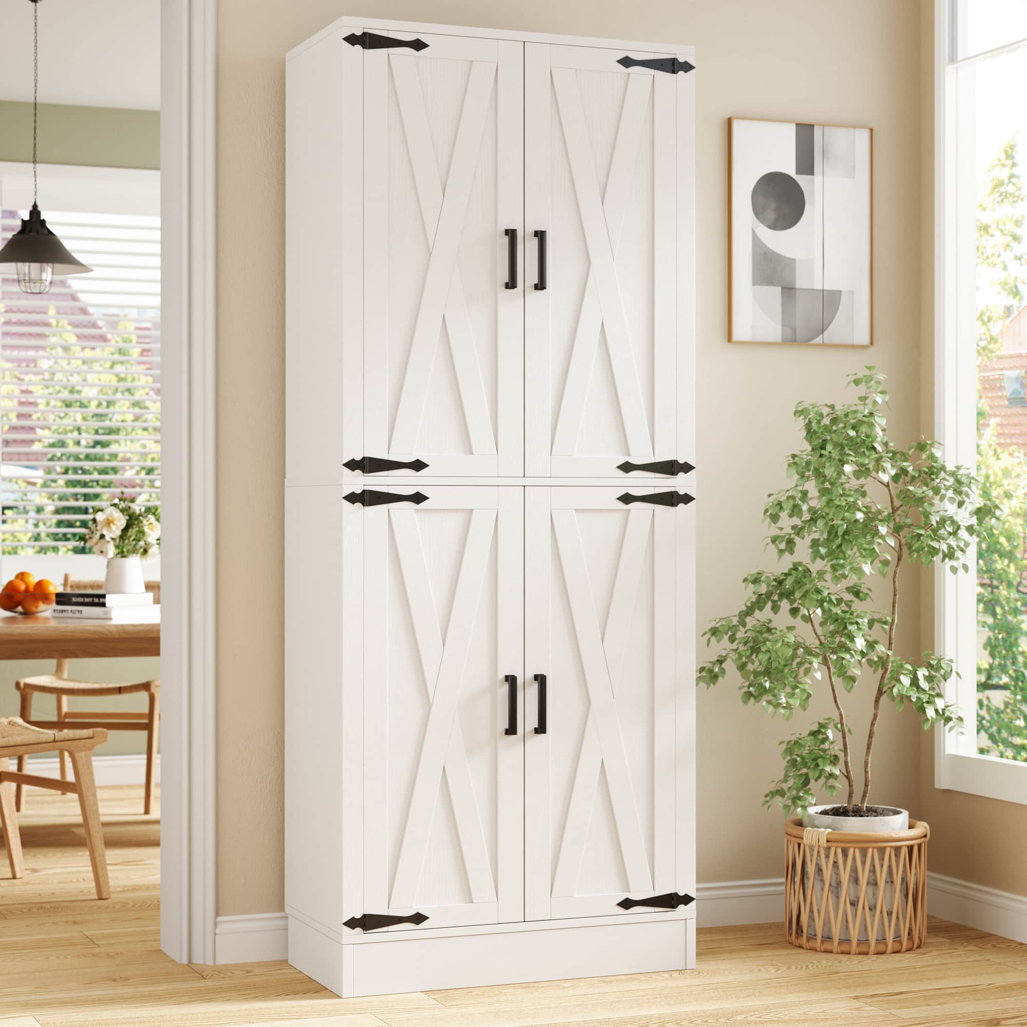71" Tall Farmhouse Pantry Cabinet with Drawer and Adjustable Shelves