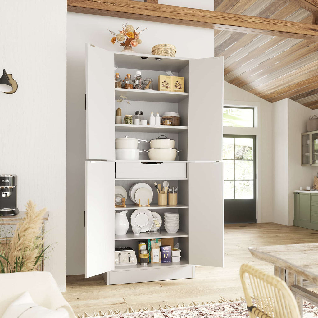 71" Tall Farmhouse Pantry Cabinet with Drawer and Adjustable Shelves