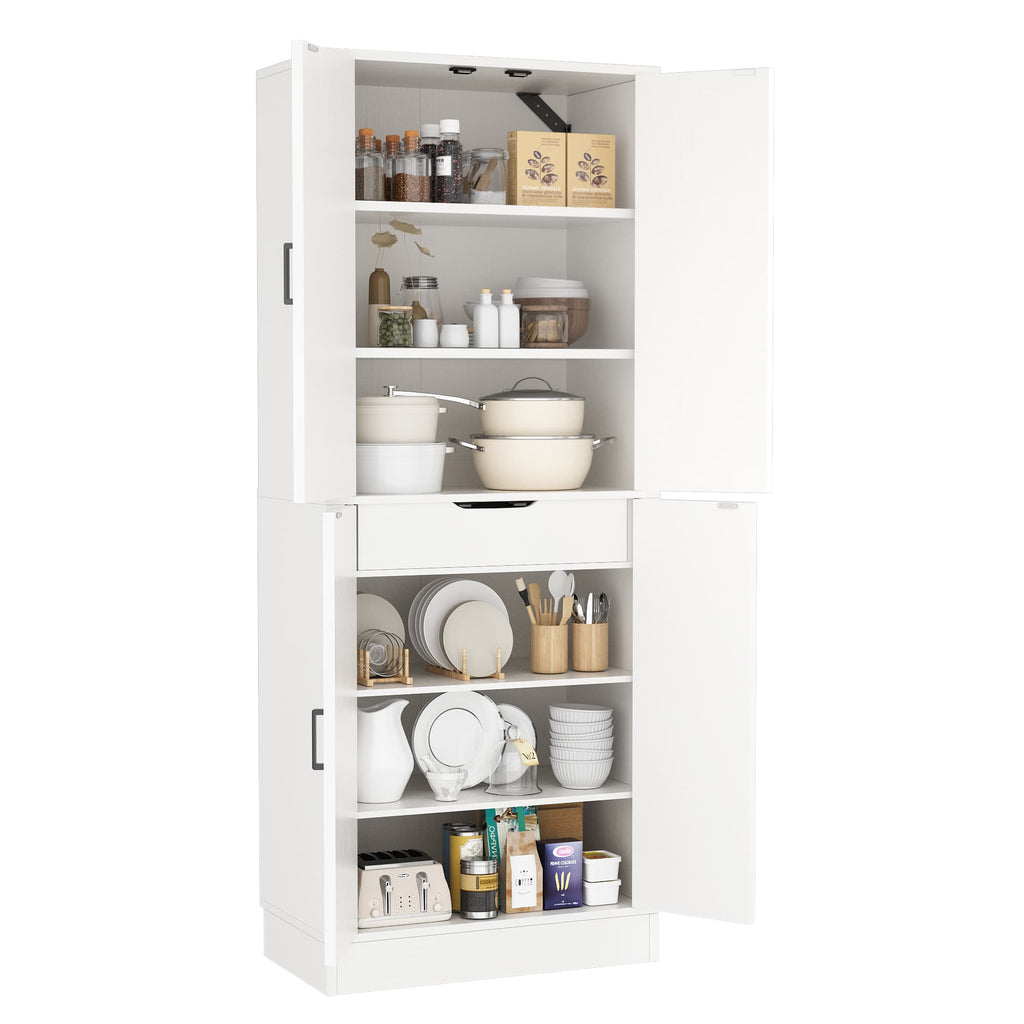 71" Tall Farmhouse Pantry Cabinet with Drawer and Adjustable Shelves